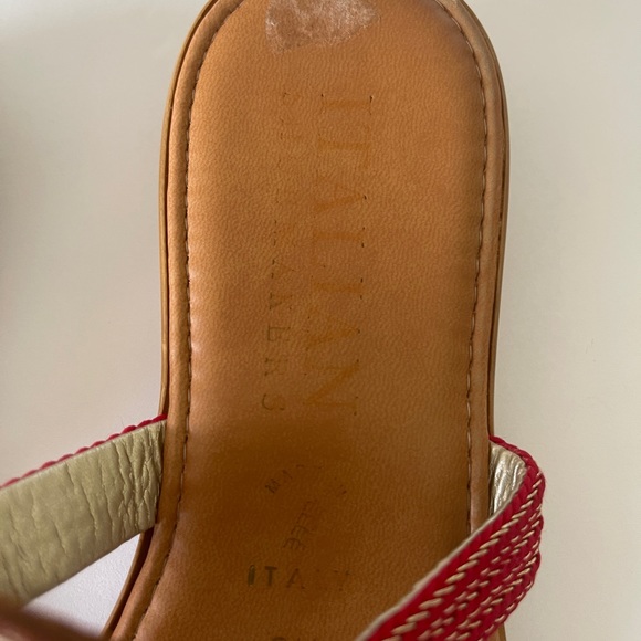 COPY - Italian Shoemakers | Leather Brown & Red Thong Slides Sz 8 1/2 - Picture 4 of 8